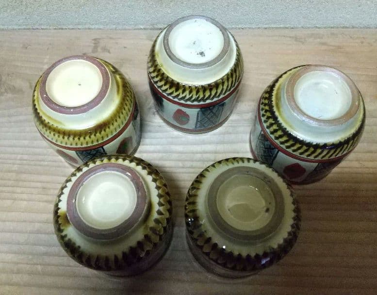 骨董　沖縄やちむん　湯呑5個　1970年代