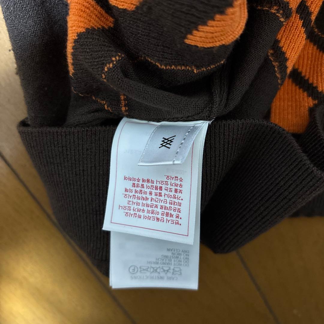 アニューゴルフメンズロゴインター プリント 長袖 ラウンドネック ニット