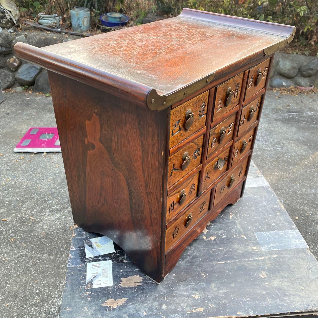 【BO51226】李朝風　薬箪笥　タンス　小引き出し　4段11杯