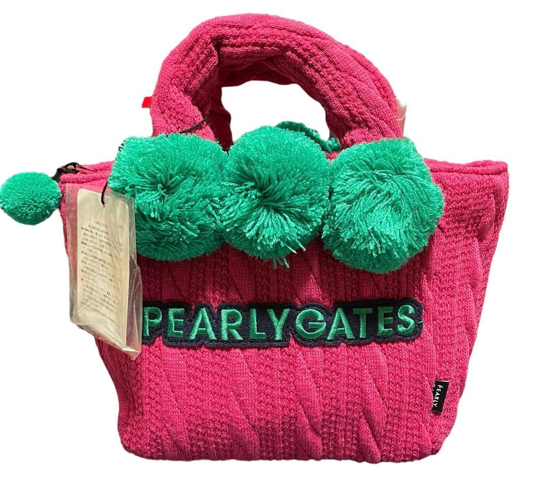 新品 未使用 PEARLY GATES ケーブルニット カートバッグ ピンク