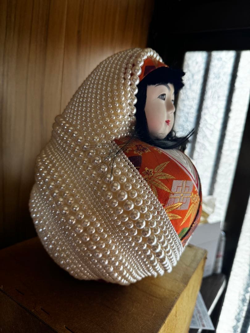 パール武者だるま人形（紫×緑）／レトロ昭和コレクション