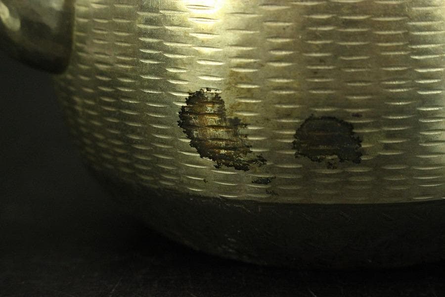 燻銀 銅製 水注 瓶 茶道具(ZE481)