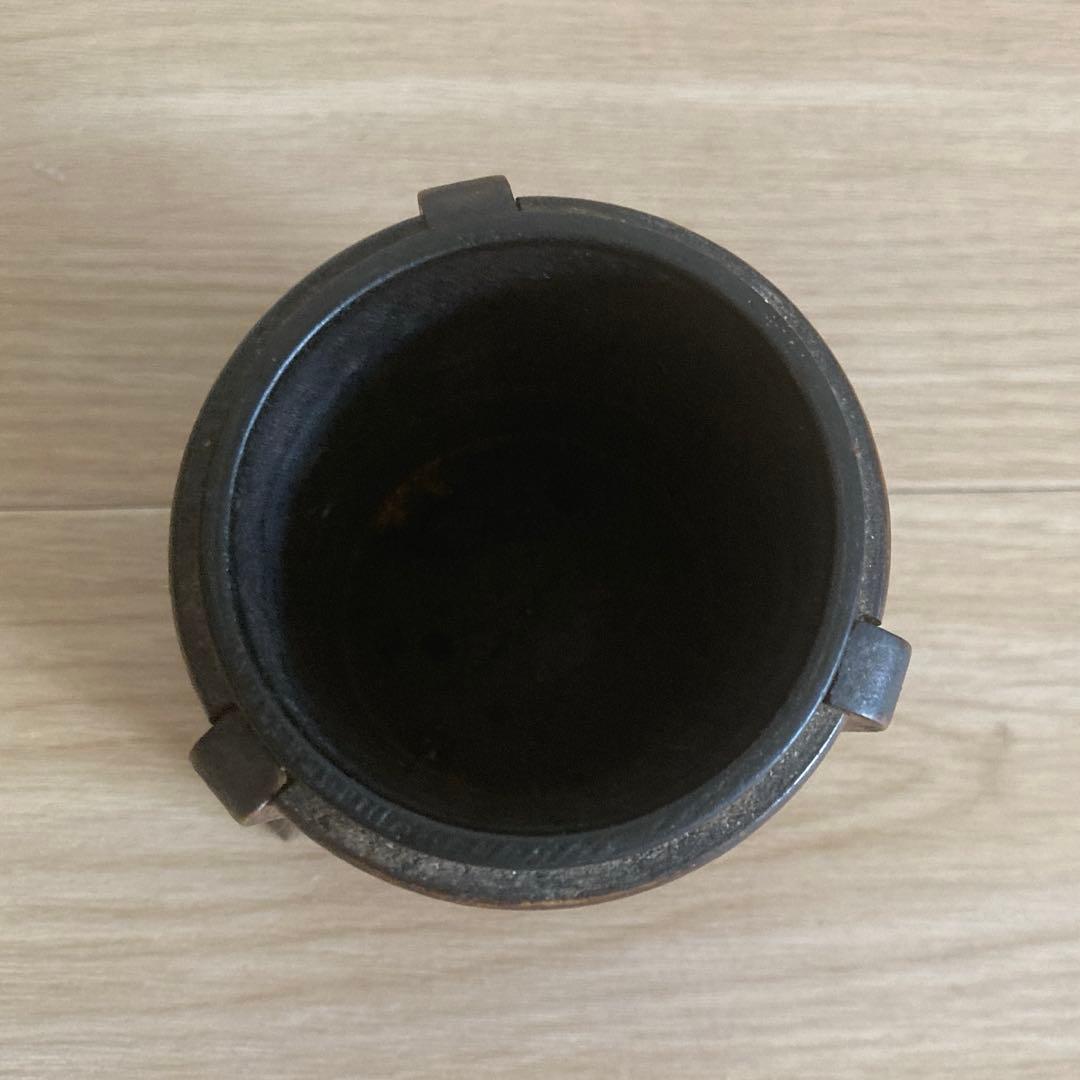 【稀少】アイヌ工芸　アイヌ紋様　手つき盆　シントコ小物入　脚付