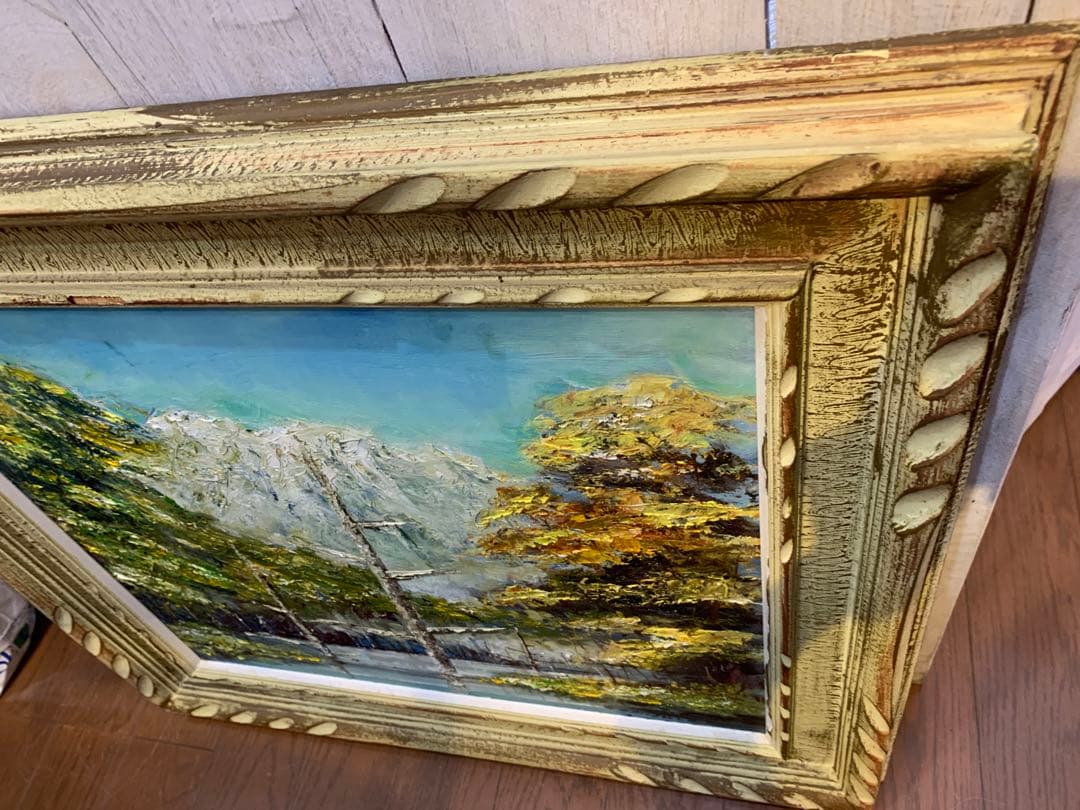 水田喜八 油彩「風景」画 1971年