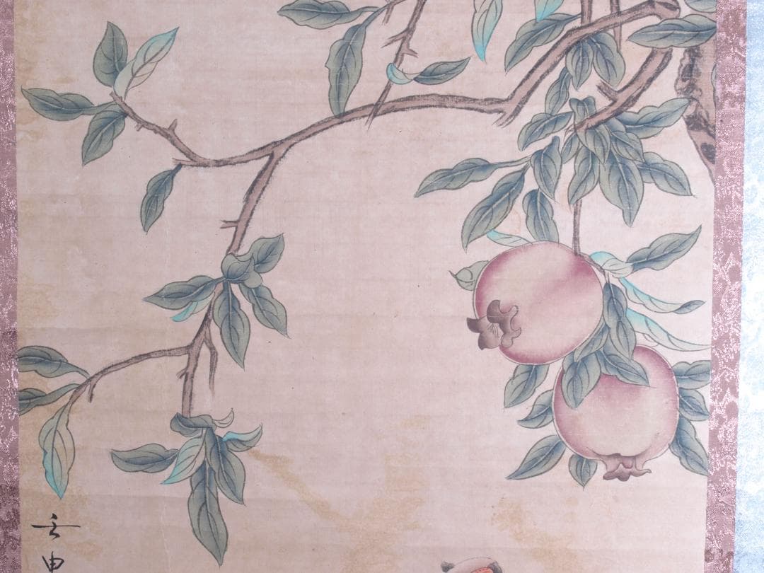 蔵整理品　中国清時代掛け軸　肉筆水彩絵　骨董品I1568 A13-1