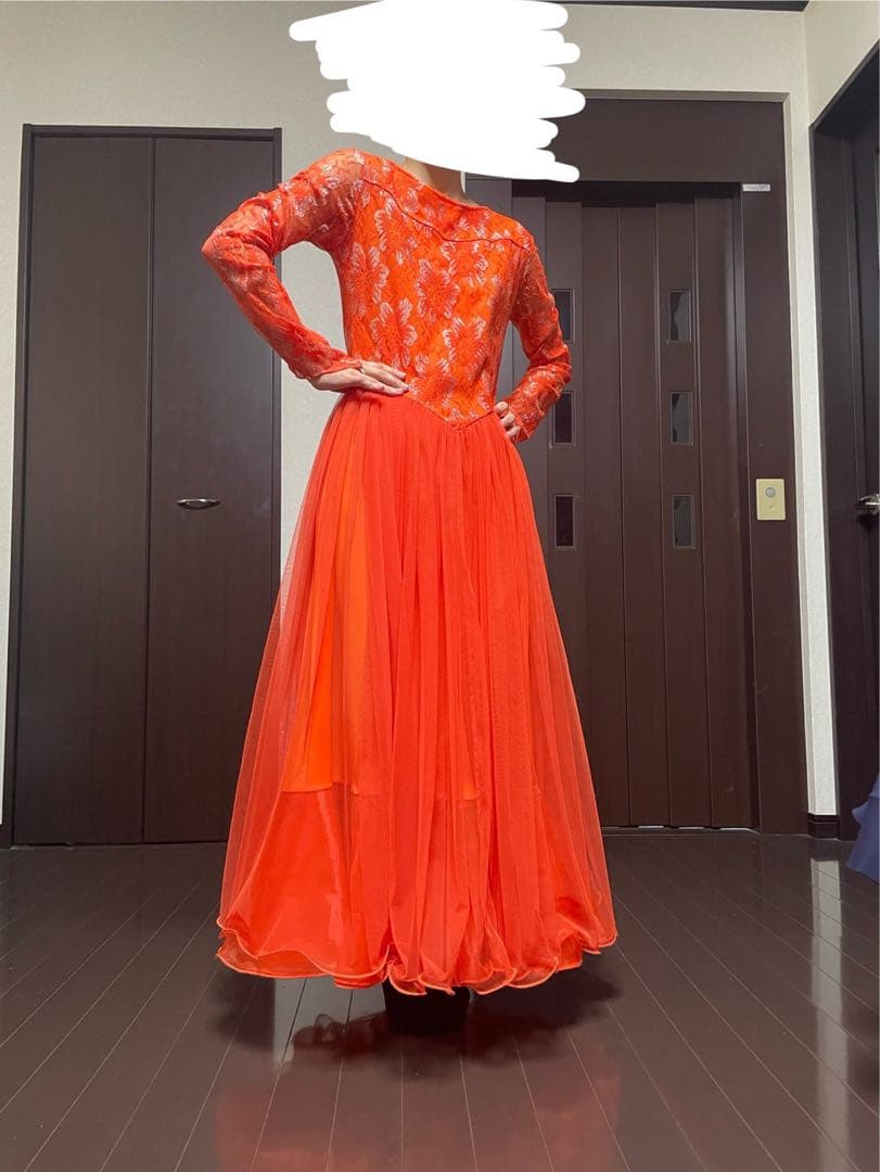 社交ダンス用オレンジドレス