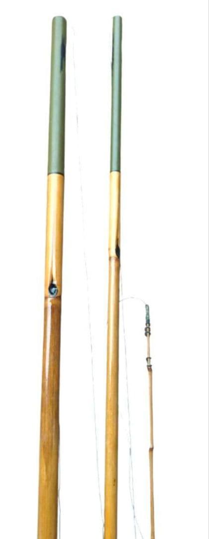 竿友作 手ばね竿 中通し竿 3本継 ハゼ 竹竿 和竿 布袋竹 美品 釣り
