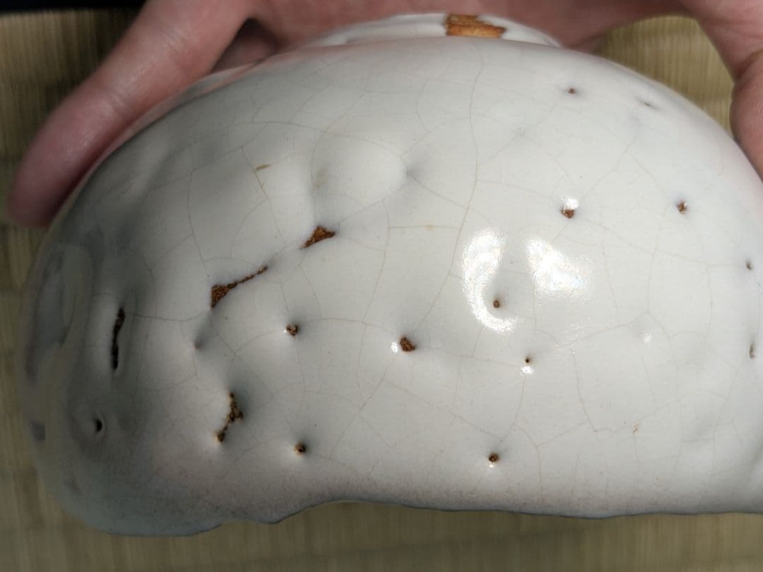 【人気作】【完品】萩刳貫茶碗　兼田昌尚　萩焼　天龍窯