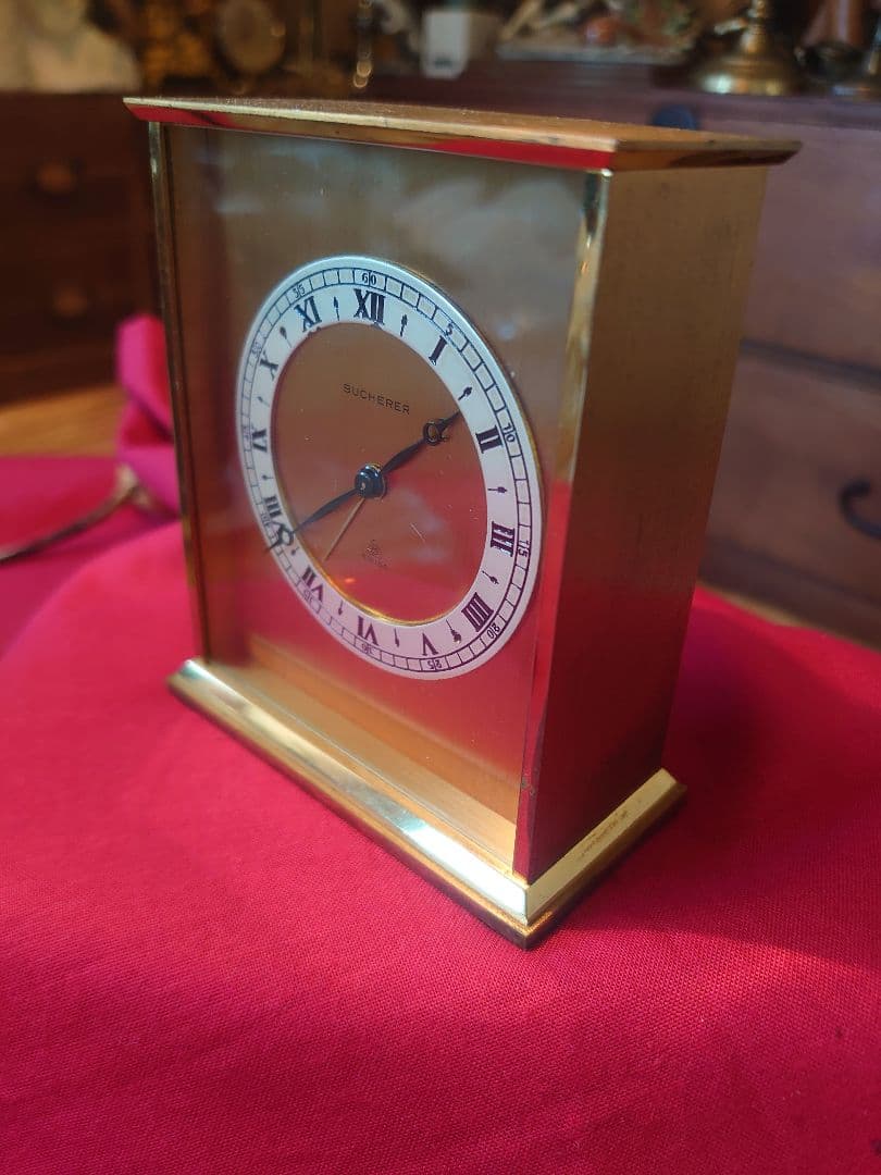 BUCHERER ブッフェラー手巻き置き時計 ゴールド 8Day目覚(稼働品)