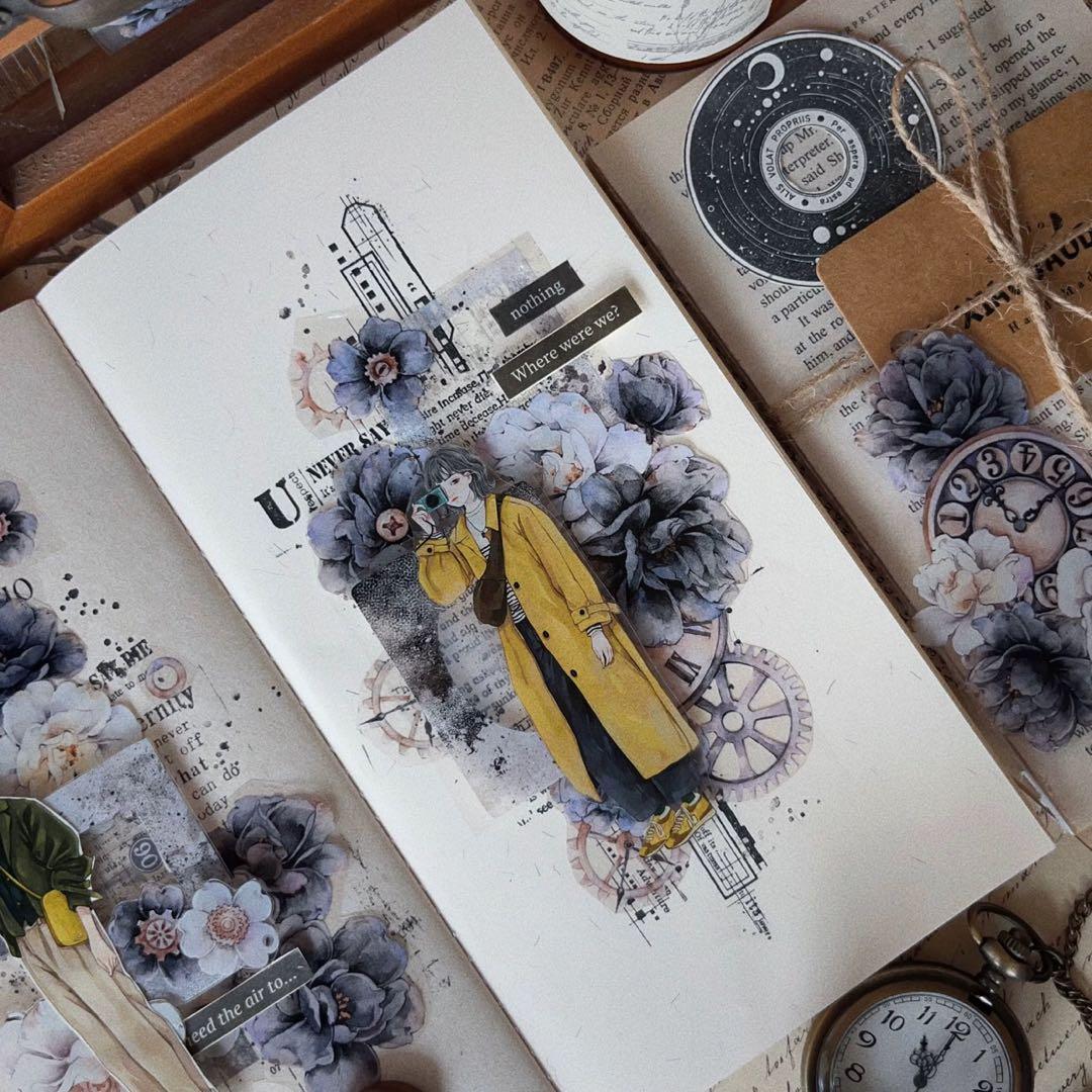 壹洱原创《烟墨白》海外マスキングテープ　マステ 【2375】