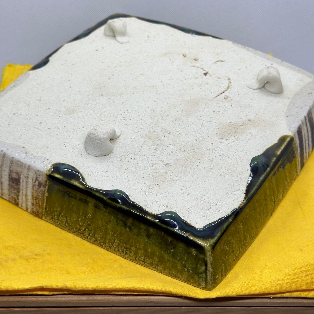 加藤重高 織部 四方鉢 鉢 共箱