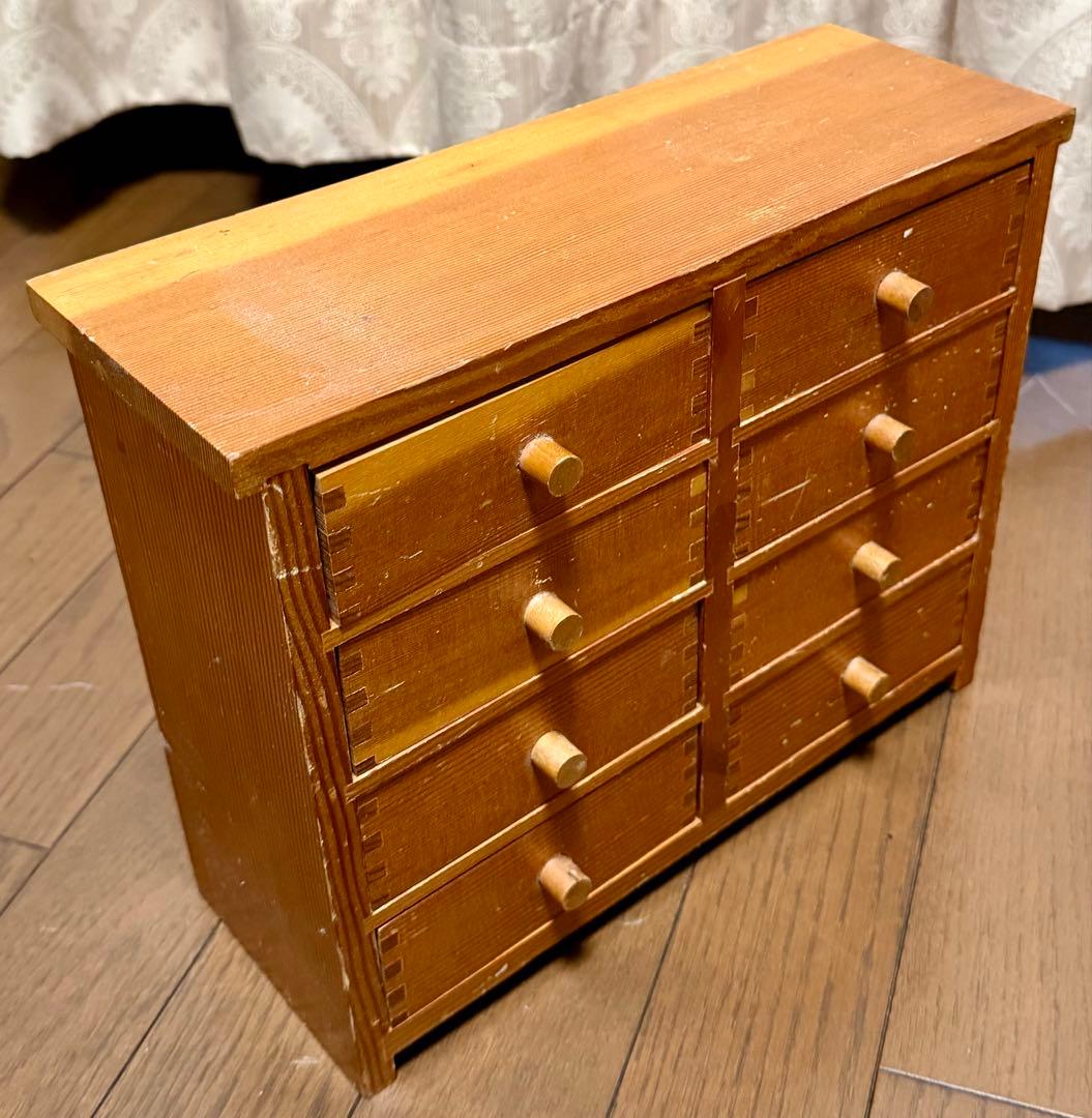 木製小引き出し 8段　薬箪笥、時計パーツ入れ　フランス蚤の市で購入