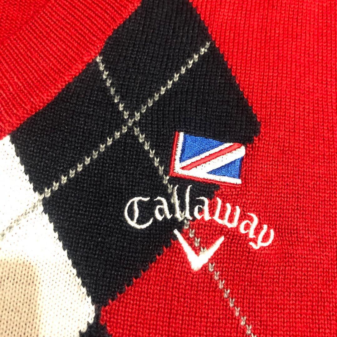 新品　キャロウェイ　ニット　ベスト　アーガイル　Lサイズ 赤