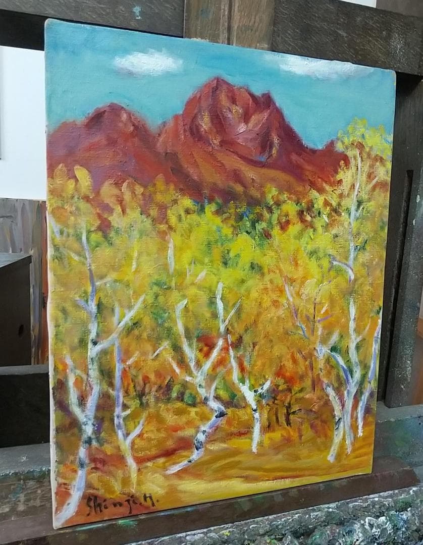 「晩秋妙高山」 F6 絵画 油絵 油彩画 風景画 アート