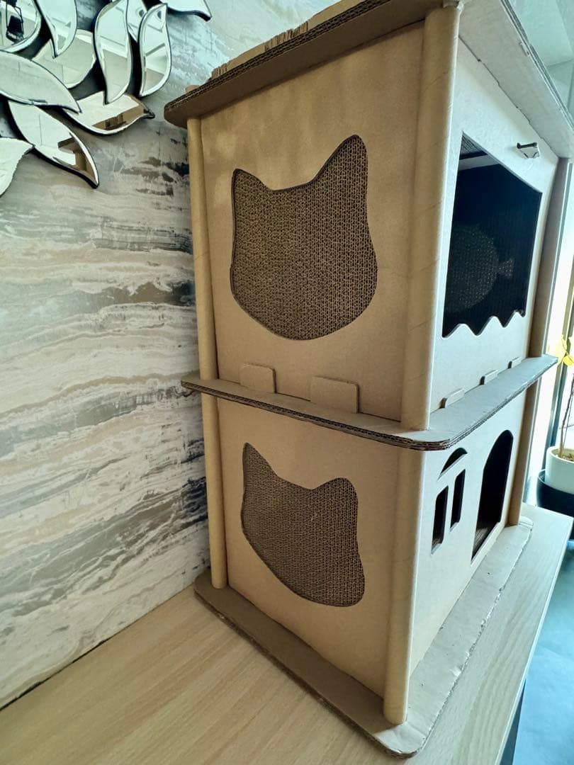Petique キャットハウス　コンドミニアム　段ボール製キャットタワー 2階建