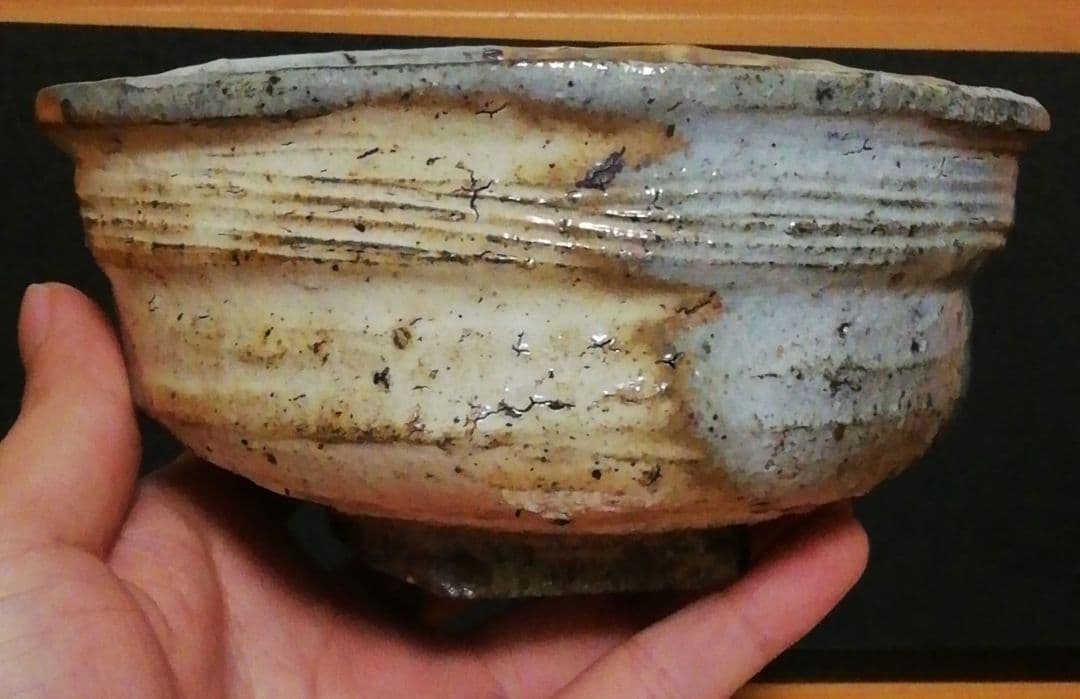 丸田宗彦作　粉引　唐津　沓　茶碗　共箱　共布　略歴付　茶道具