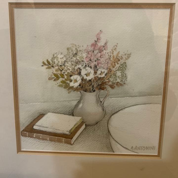 絵 A-ANTONINI アナピア・アントニーニ　水彩画　本と花