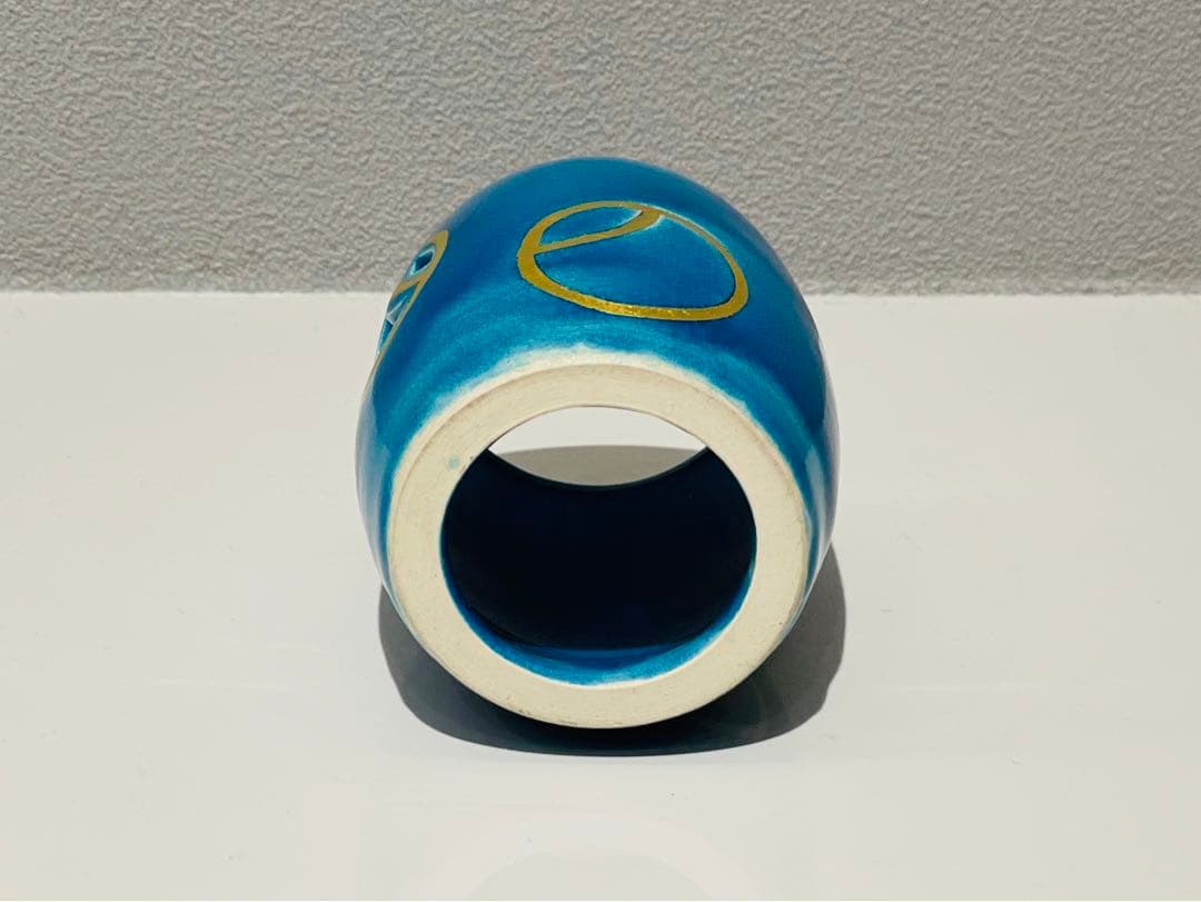 【茶道具】瑞山作　トルコ ツボツボ透かし蓋置