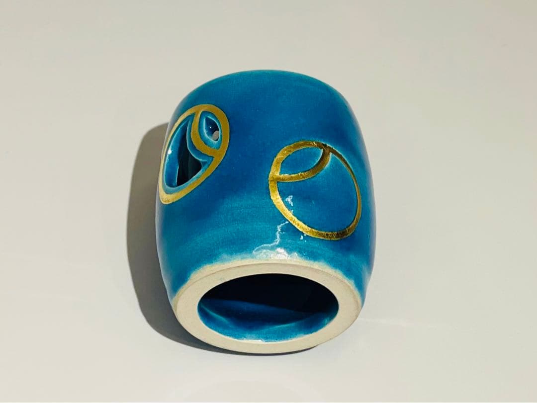 【茶道具】瑞山作　トルコ ツボツボ透かし蓋置