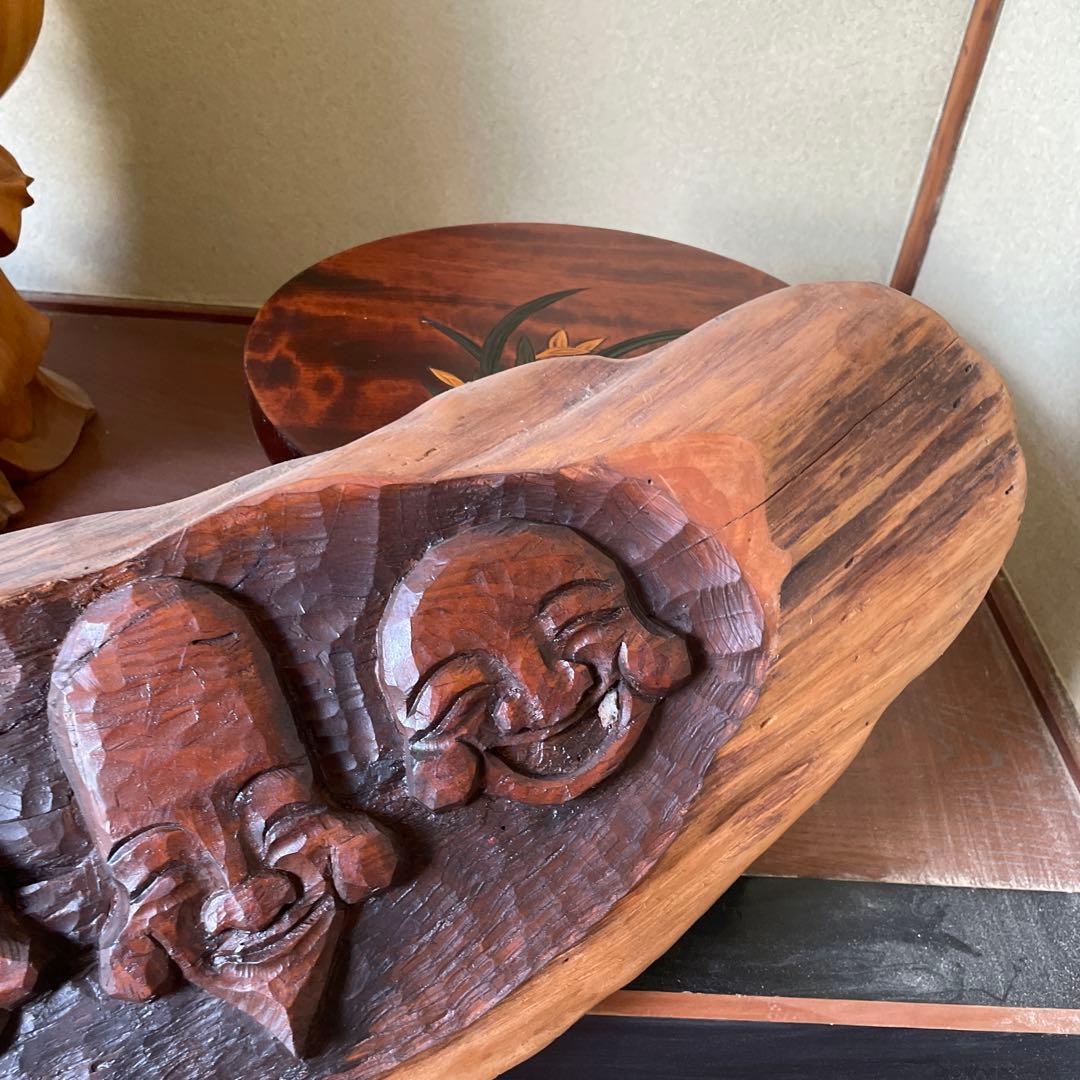 七福神 木製彫刻 約130cm 一枚板　彫刻　骨董品　アンティーク　神様　縁起物