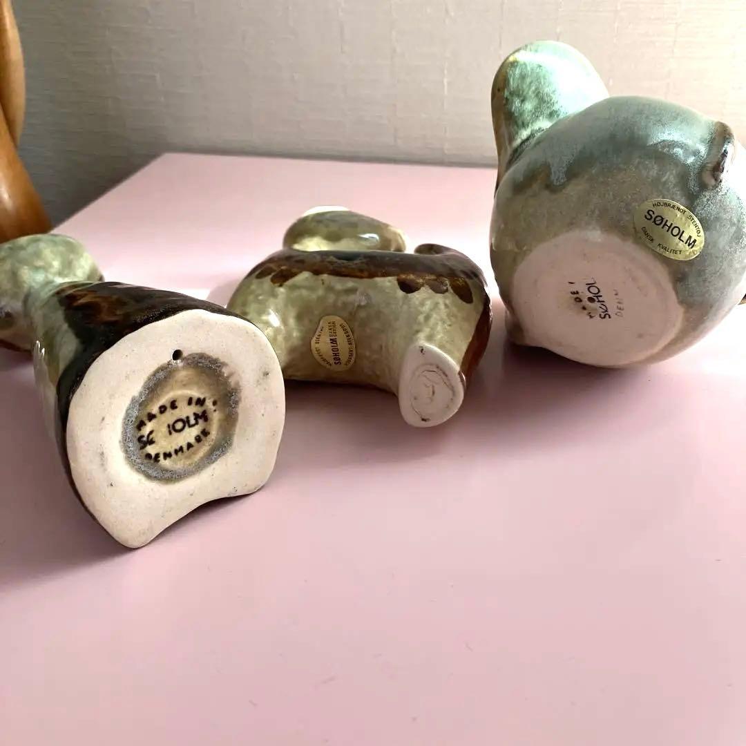 猫と象の陶器フィギュア3点セット　スーホルム　廃絶