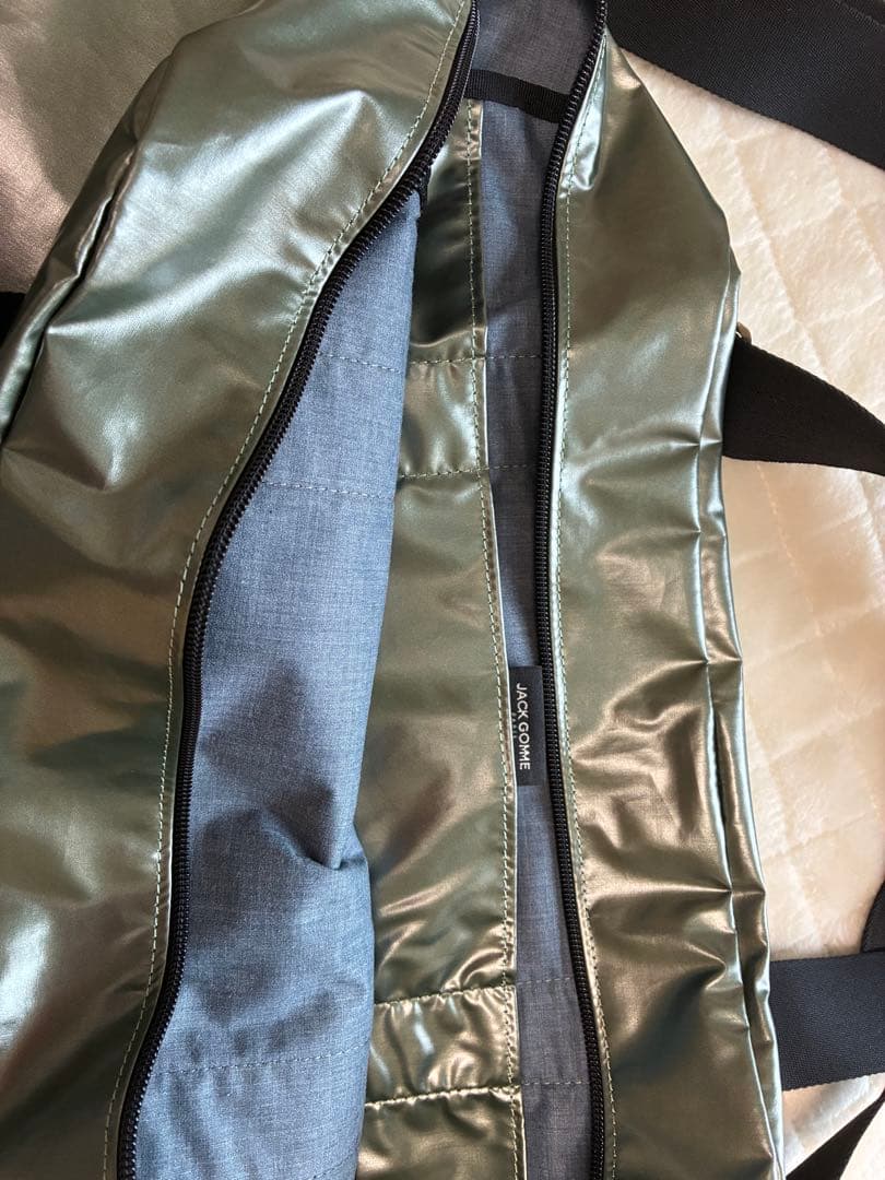 JACK GOMME メタリックグリーン ボストンバッグ