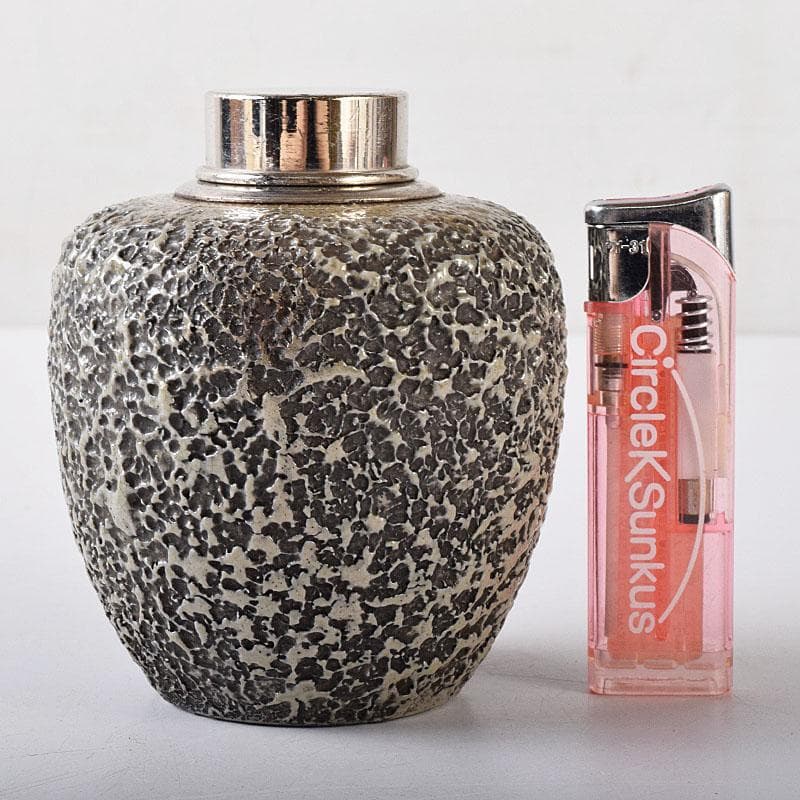 茶道具　備前焼　青備前　森陶岳造　茶壷　共箱　V　R8405