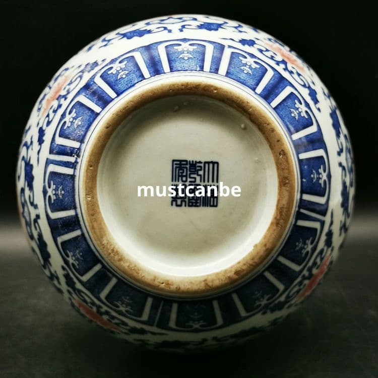 清乾隆青花釉裏紅団模様賞瓶 景徳鎮 陶磁器 装飾品 現代工芸品 美術品 置物