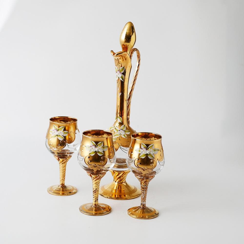 T　超高級 ベネチアングラス　イタリア製　ムラノーガラス　ワイングラス3客