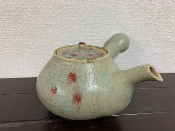 古美術　茶道具　青磁赤釉急須　時代物
