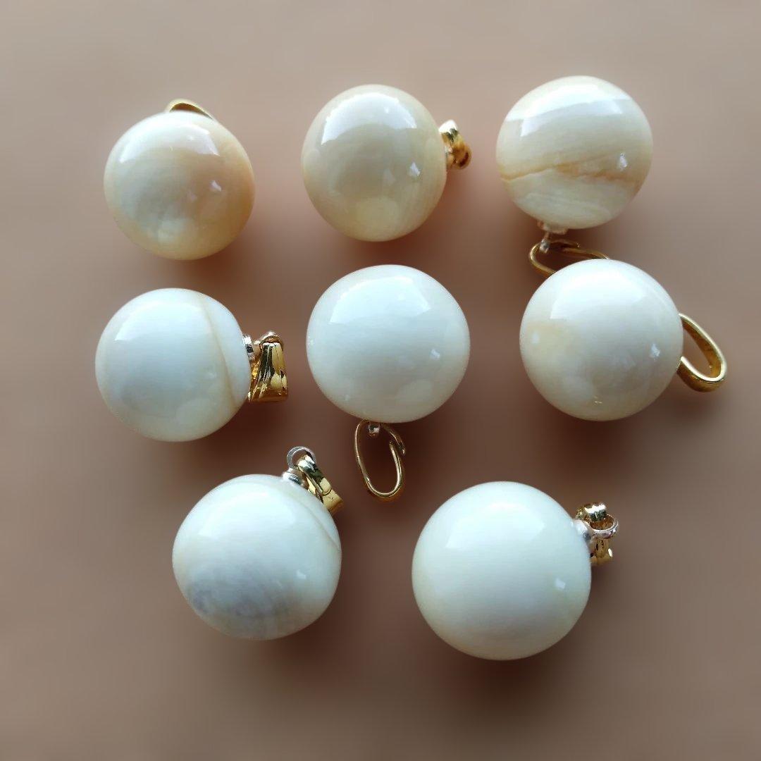 【宮本武蔵さん専用】鯨歯　マッコウクジラ　牙玉ペンダントトップ　13㎜　５個