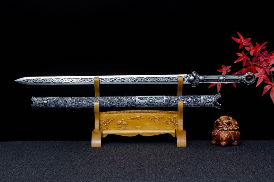 古兵器 武具　刀装具　日本刀　模造刀 居合刀 青隠環首幅刃唐剣