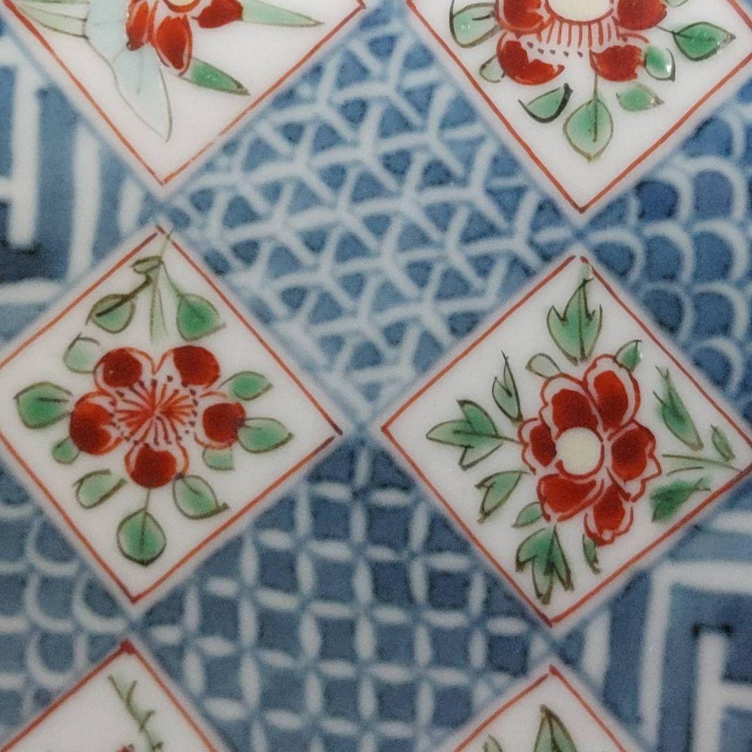 24-1223 古伊万里　柿右衛門手更紗紋様　4.5寸皿　江戸中期