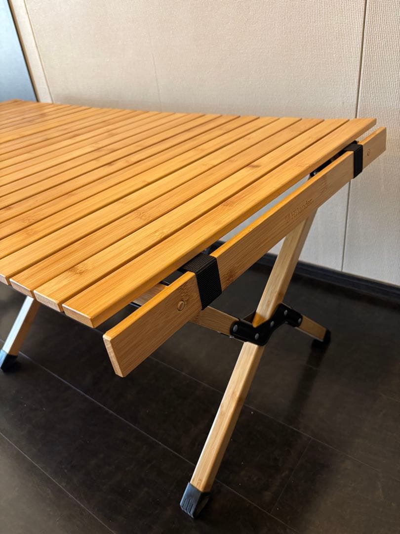 美品　Hilander(ハイランダー) バンブーロールトップテーブル 120