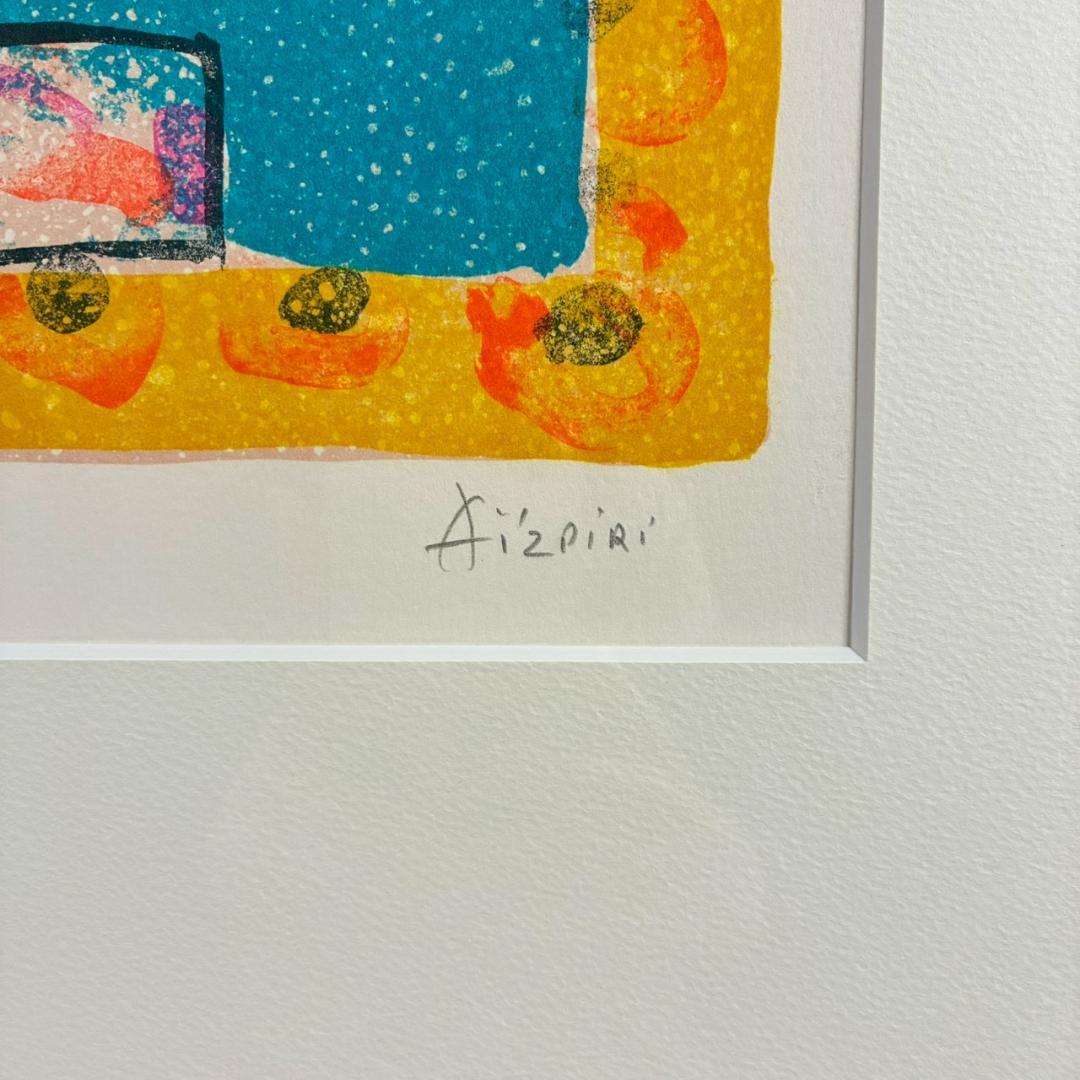 美品 ポール・アイズピリ「青い蝶」リトグラフ 直筆サイン入 人気画家 パリ画壇