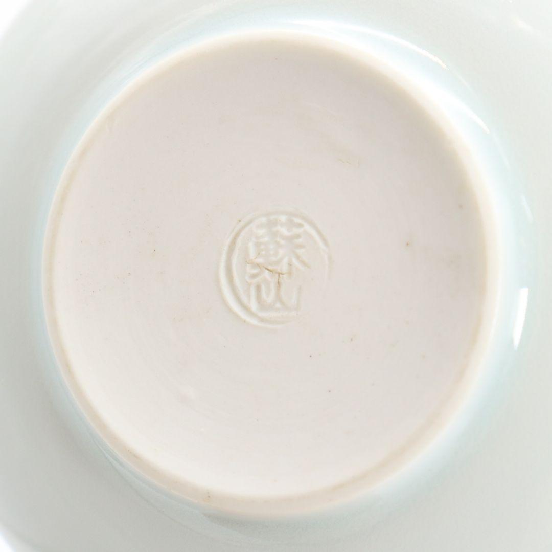 二代 諏訪蘇山作 染付牡丹香合 共箱 茶道具　C156　1F14