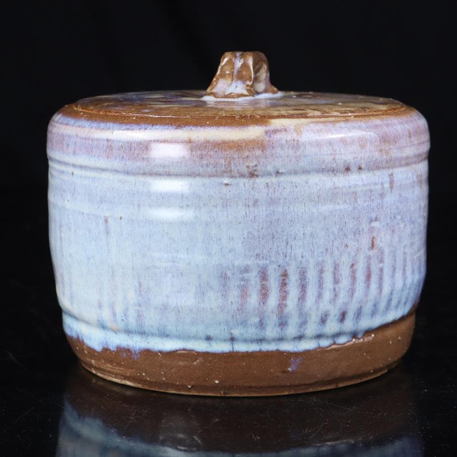 Y3107-2 茶道具 康起造 萩焼水指 共箱 替え蓋付　　　R.R.R