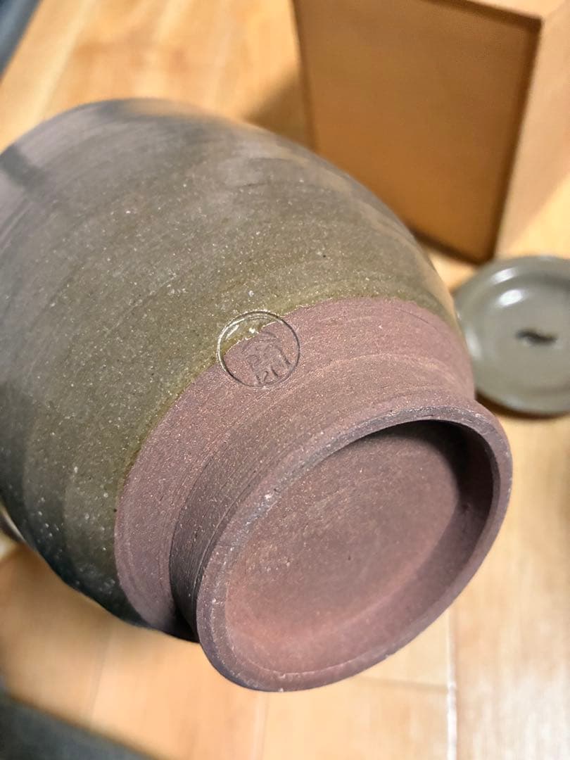 美品　京焼 小川文斎 櫛目水指 布目 茶道具 共箱付 骨董品 茶器