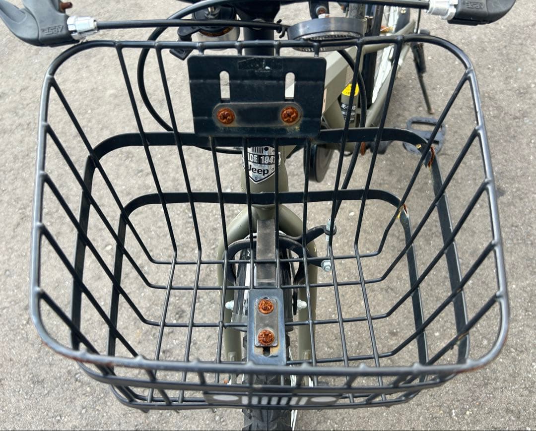 Jeep 子供用自転車 オリーブグリーン 前カゴ付き 18インチ