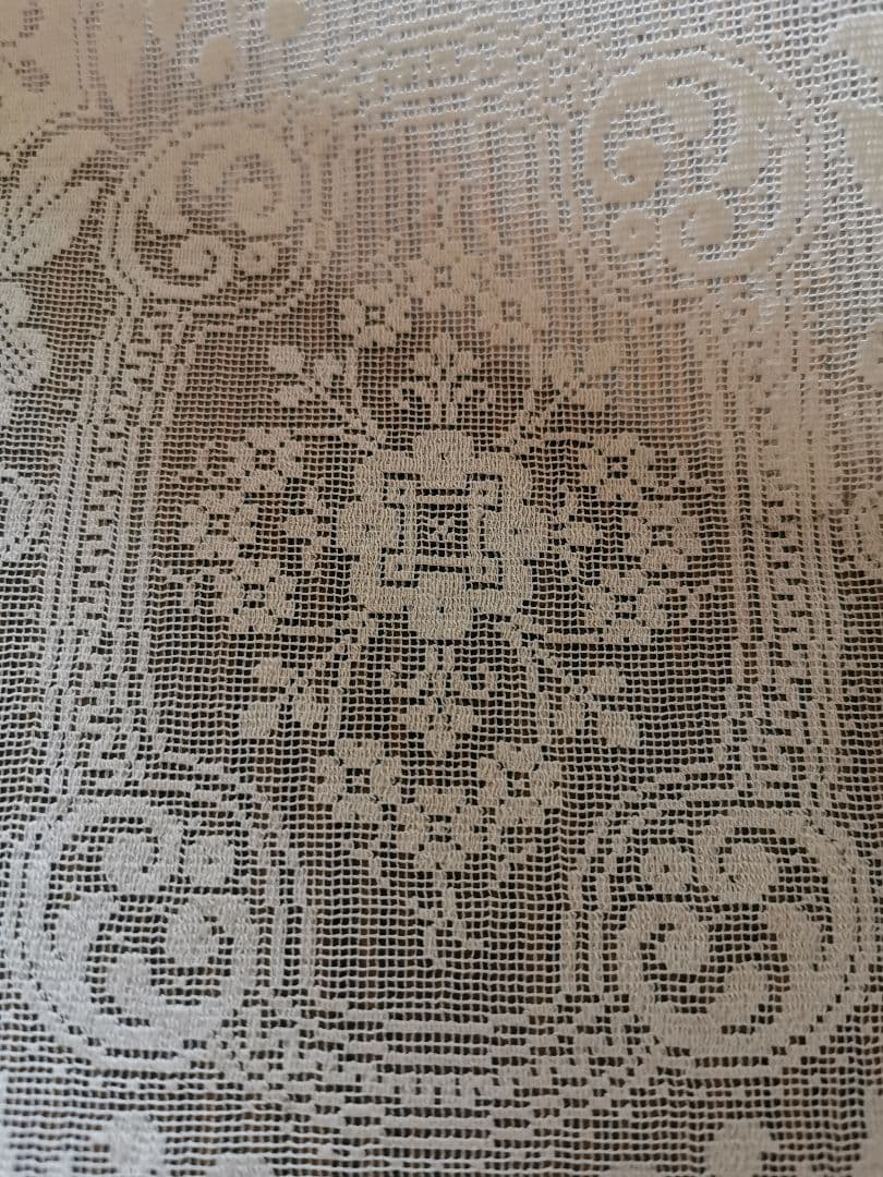 アンティーク 目の細かな◻◽フィレレース レクタングル トレイクロス ローズ紋β