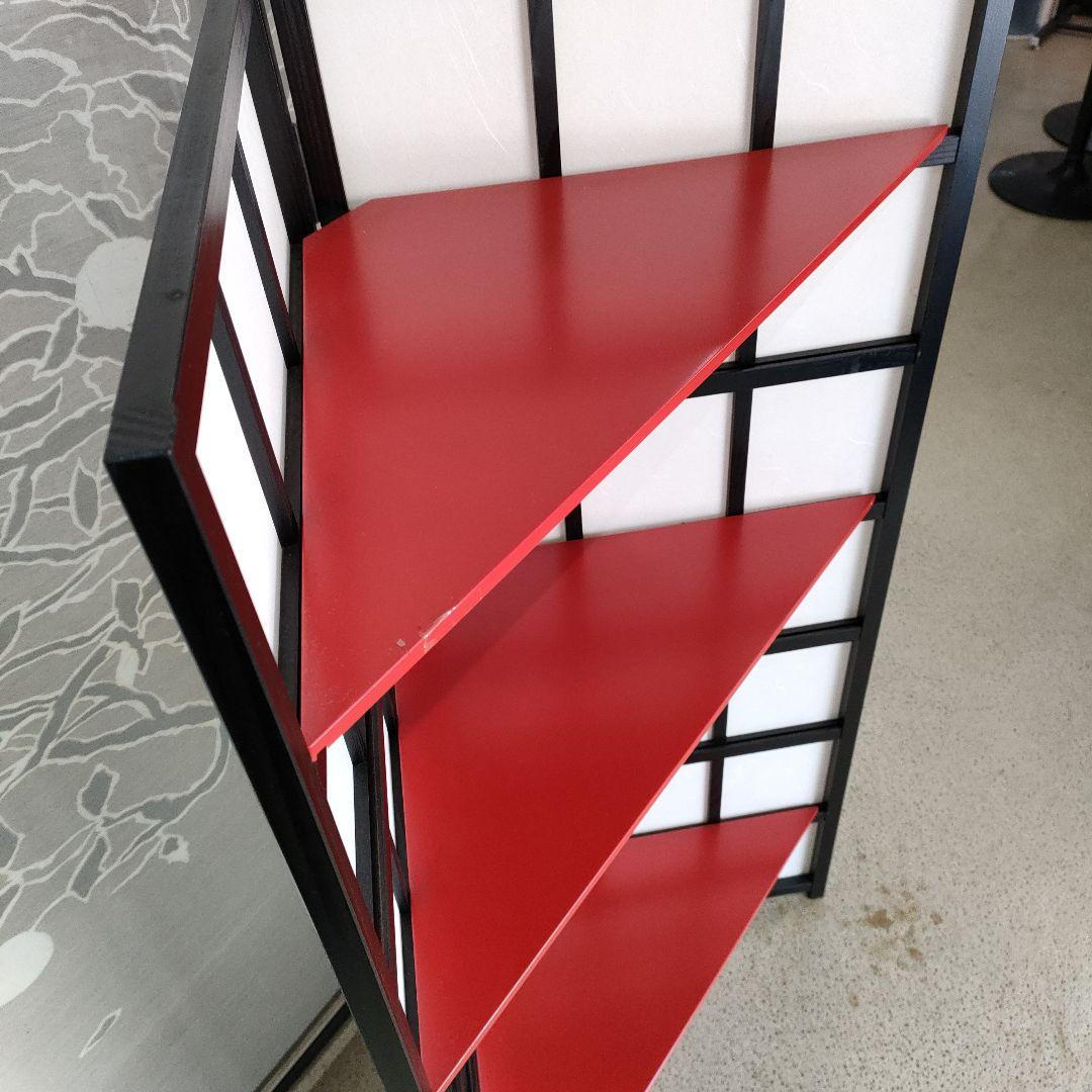 赤い3段コーナーシェルフ飾り棚使い道色々です高さ121cm折りたたみ収納可能！