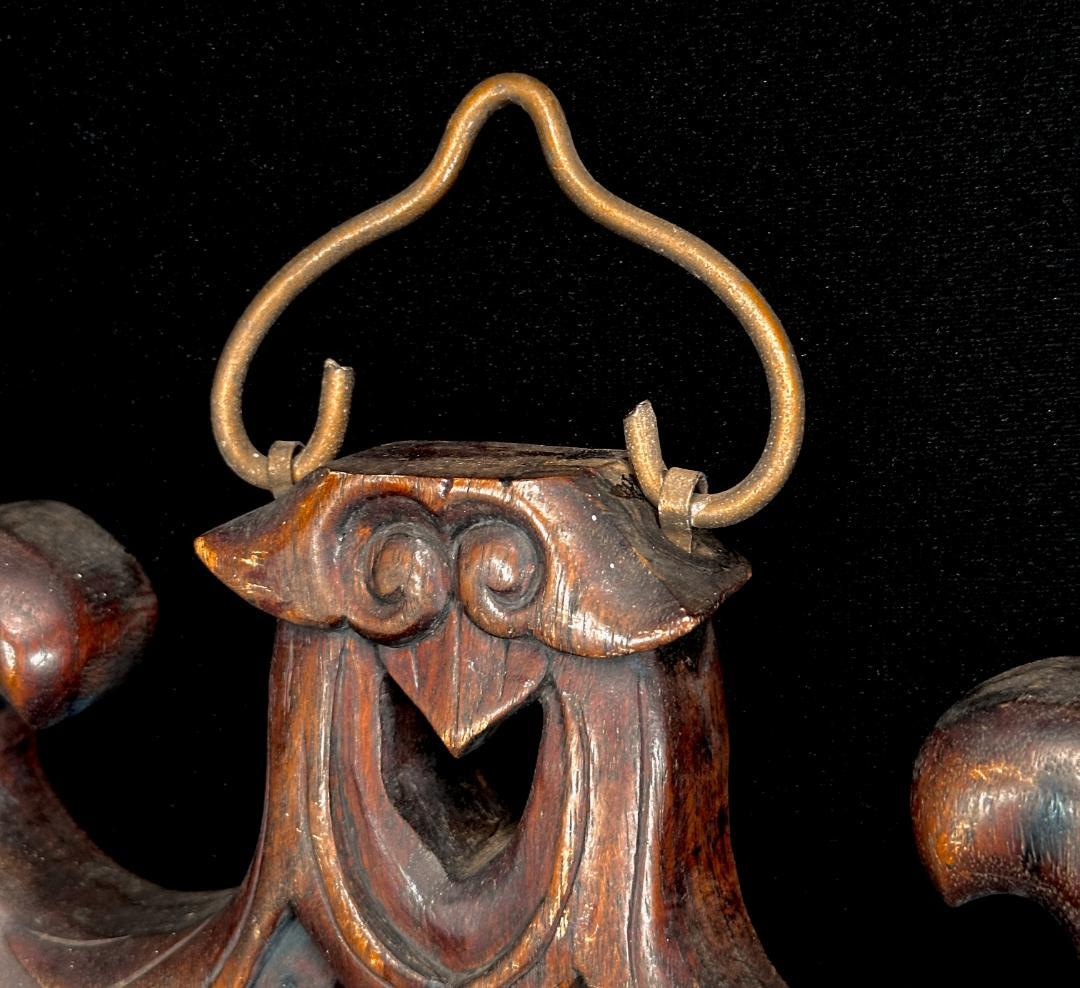 時代物　唐木　細密透彫壁掛　蝙蝠図　幅25cm 高さ37cm