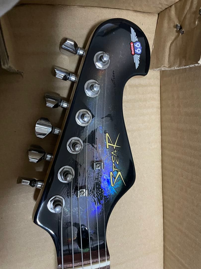 SPEAR エレキギター ギター 黒 ストラト ホログラム ギター 青