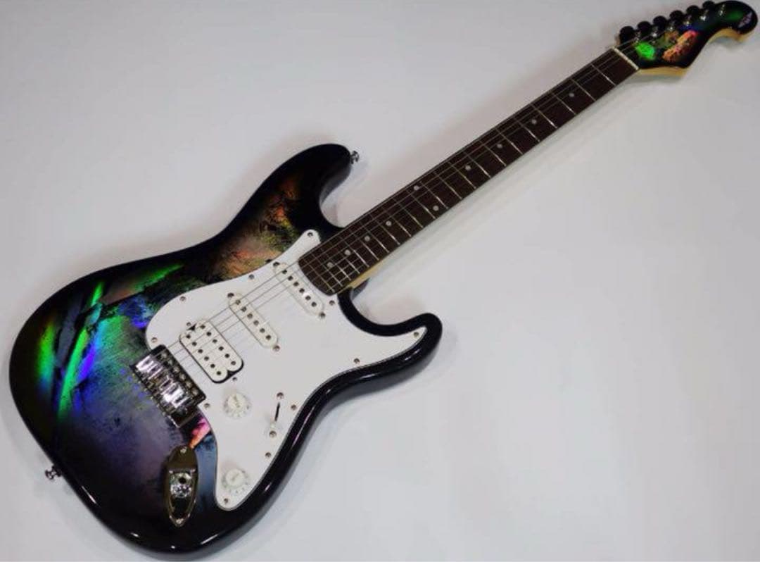 SPEAR エレキギター ギター 黒 ストラト ホログラム ギター 青