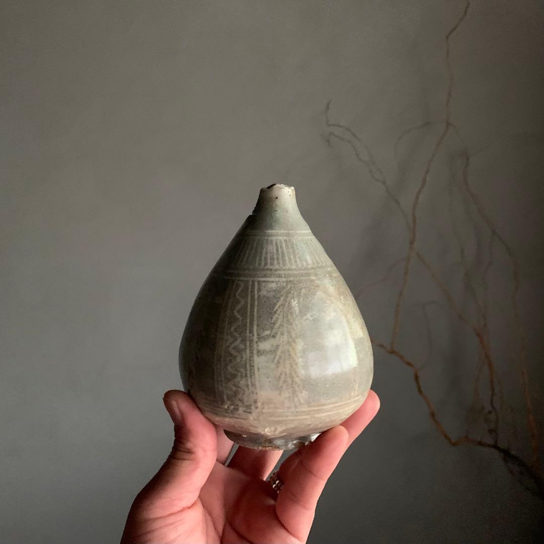 李朝 粉青沙器 白象嵌 徳利 朝鮮美術 古道具 古美術 アンティーク 15世紀