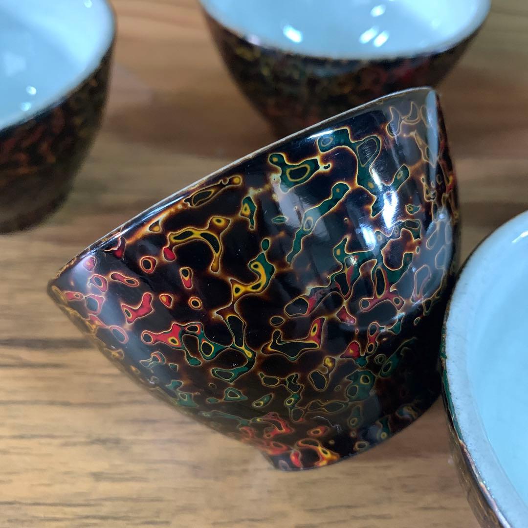 津軽塗　茶道具　唐塗　茶櫃　茶器　茶托　茶筒　セット