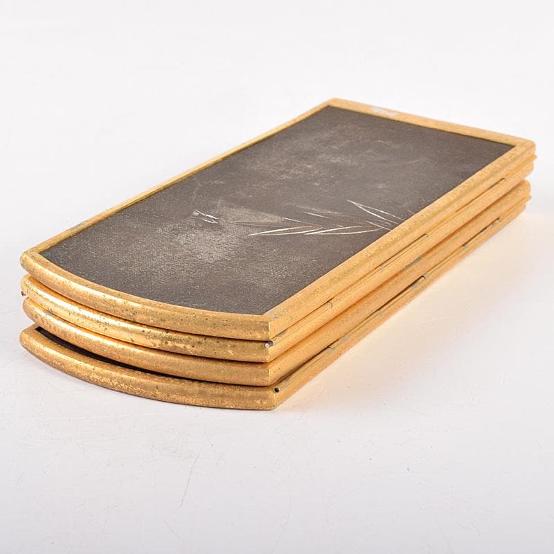 中国　古七宝琺瑯彩　花鳥文　卓上屏風　硯屏　M　R8490