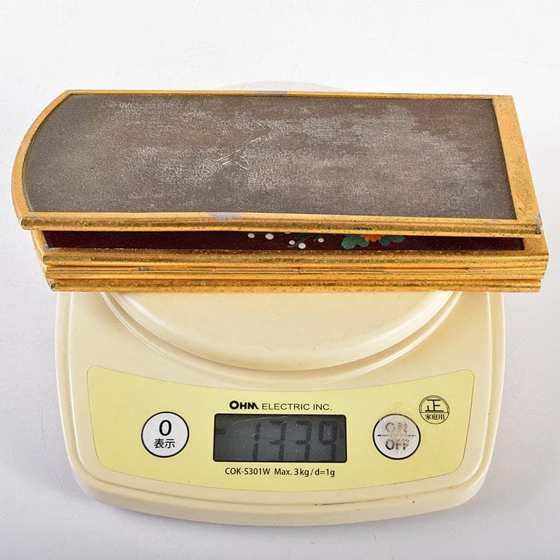 中国　古七宝琺瑯彩　花鳥文　卓上屏風　硯屏　M　R8490