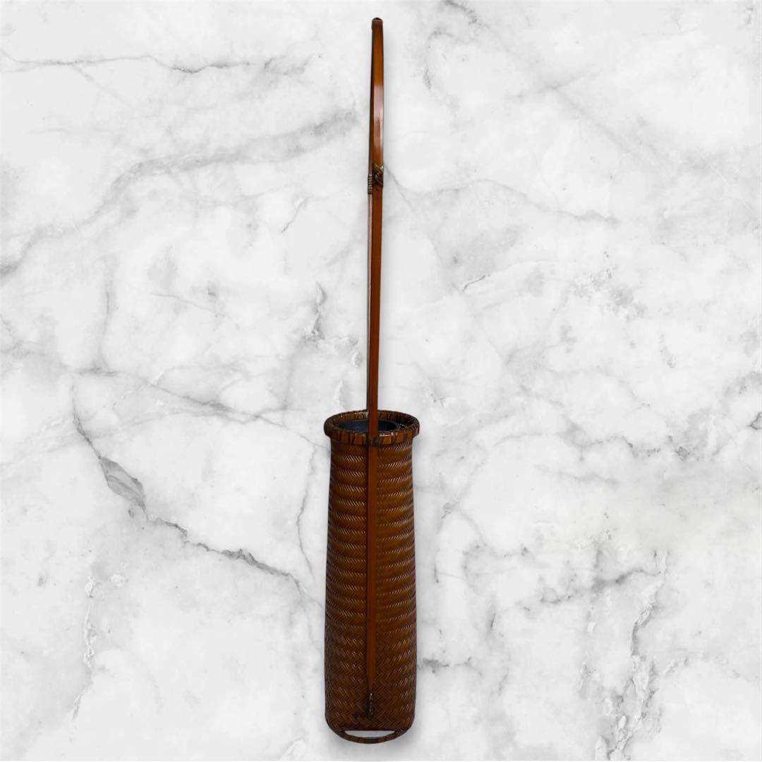 希少✨茶花　花入　竹細工　林真光　在銘　竹編手付　花籠　茶道具　華道具　花器