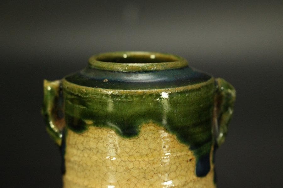 茶道具 青織部 時代 茶入 良蓋(A772)